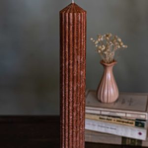 Lumanare canelata din ceara de palmier cu efect de gheata