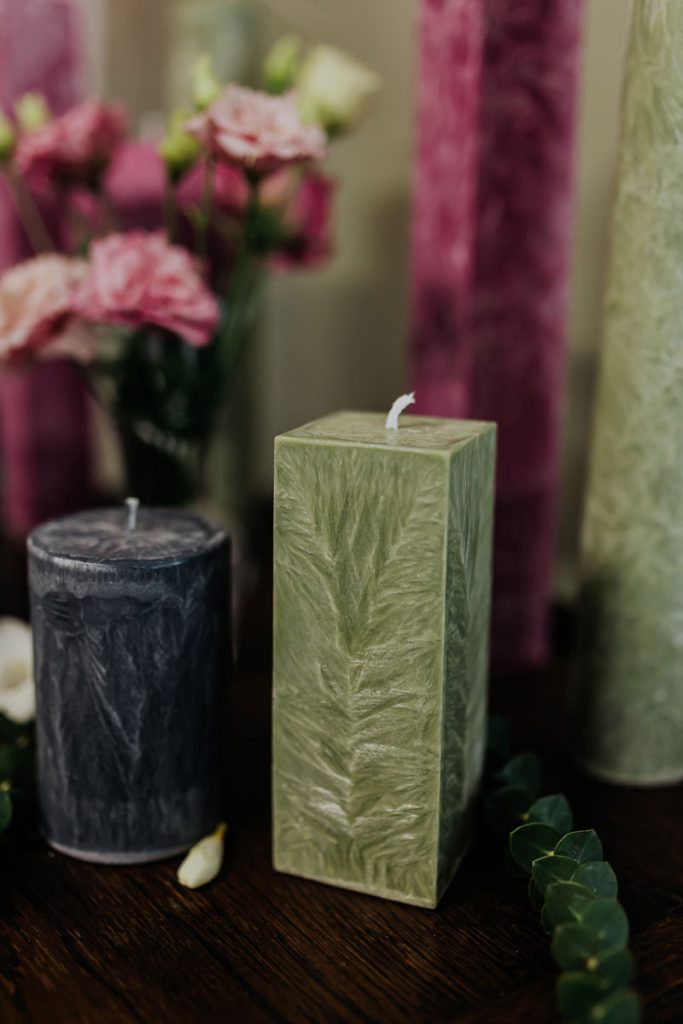 lumanare patrata verde olive ice magia lumanarilor